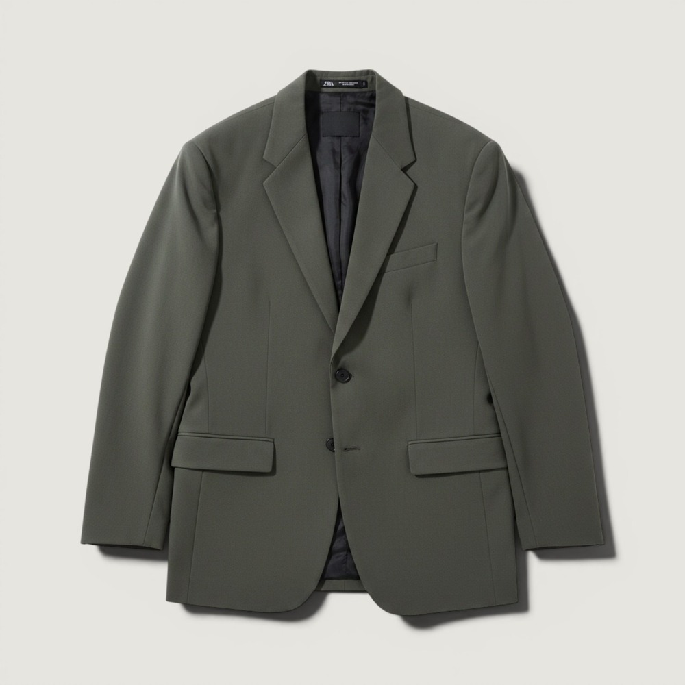 Zara Blazer Slim Fit Olive Green USA 40